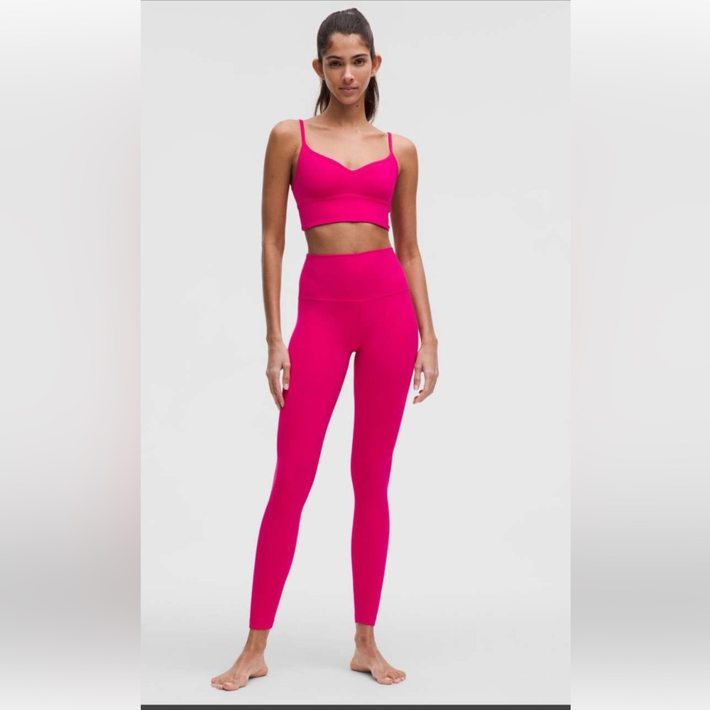 lululemon athletica hot pink leggings and bra set